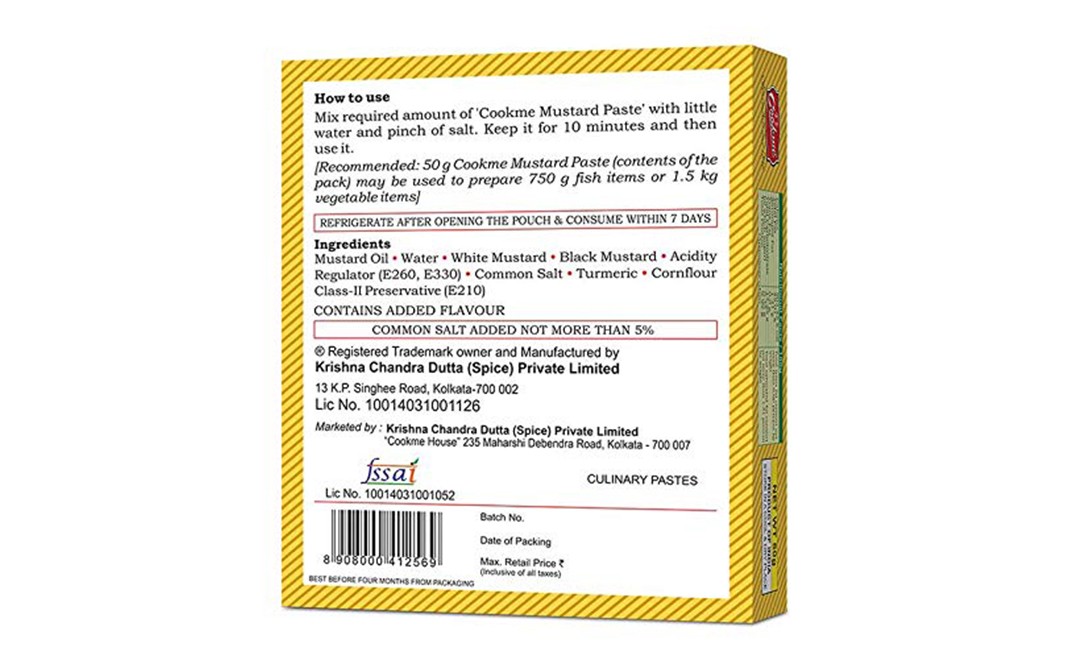 Cookme Mustard Paste    Pack  50 grams
